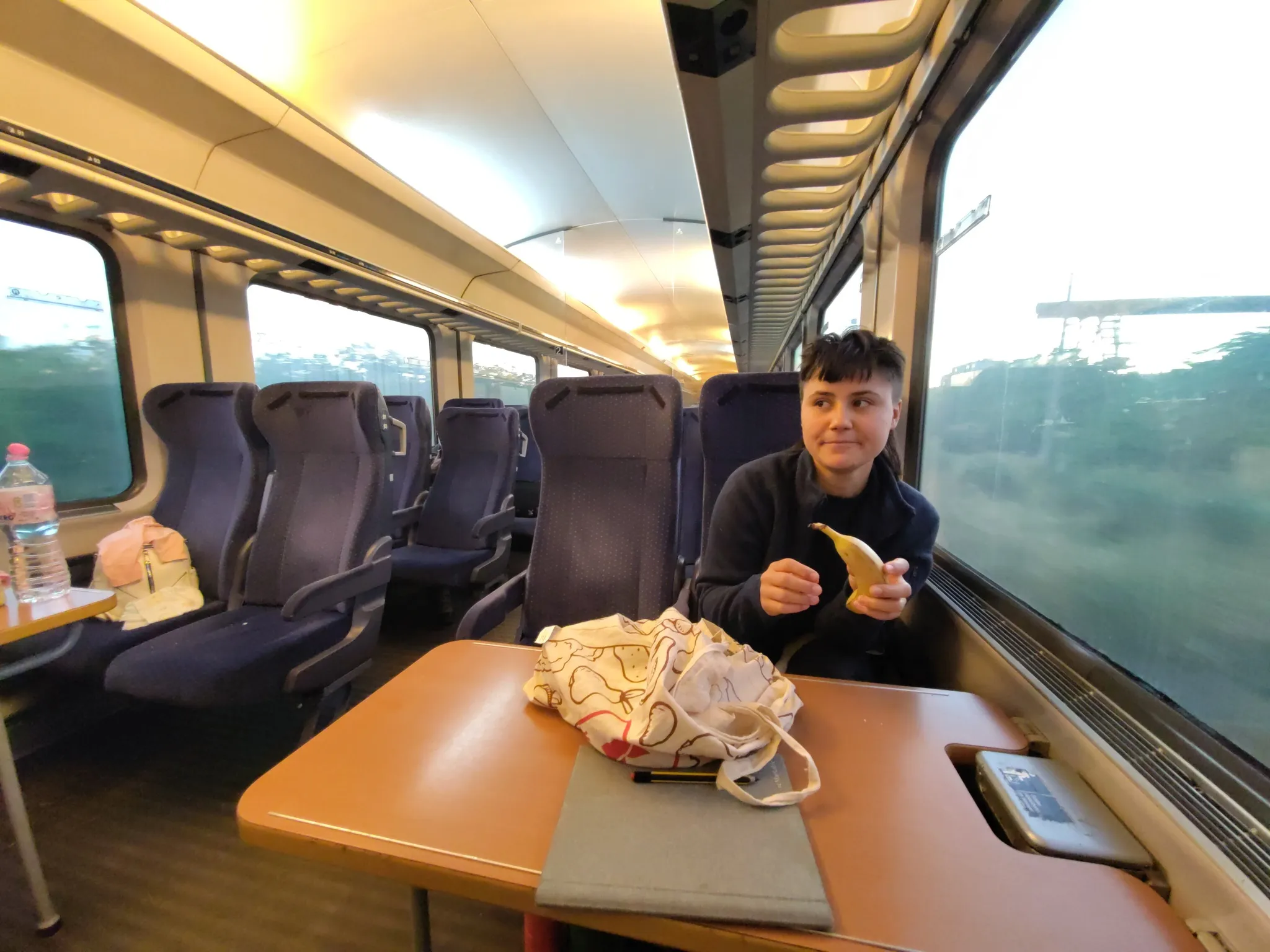 Ein alter IC der deutschen Bahn, der nun ohne Kissen an den Sitzen von der BDZ betrieben wird.