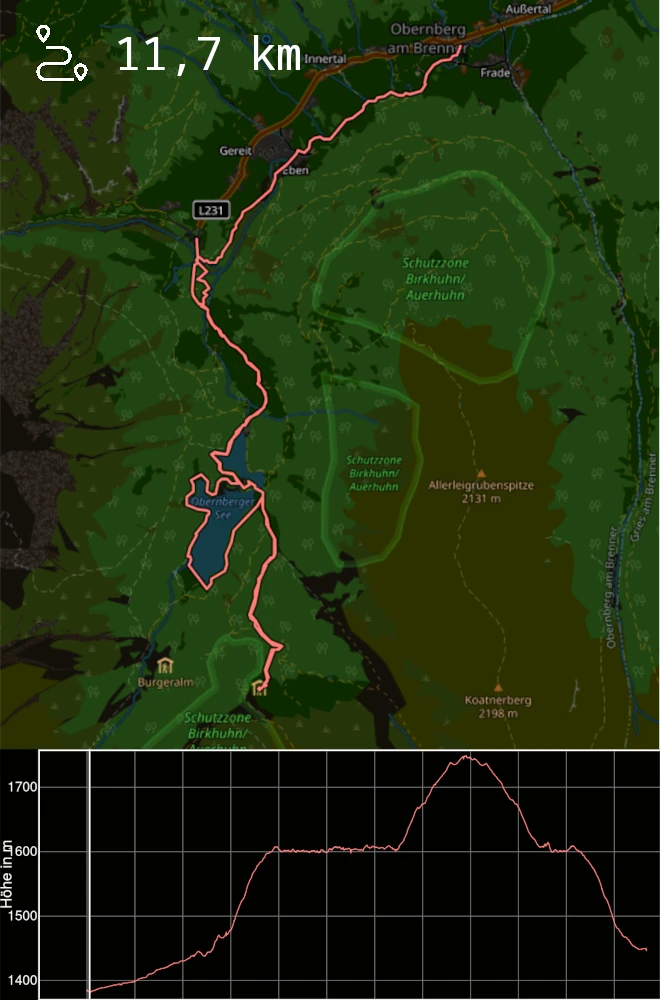 Wanderung am Montag zur Steiner Alm. Distanz: 11,7 km.