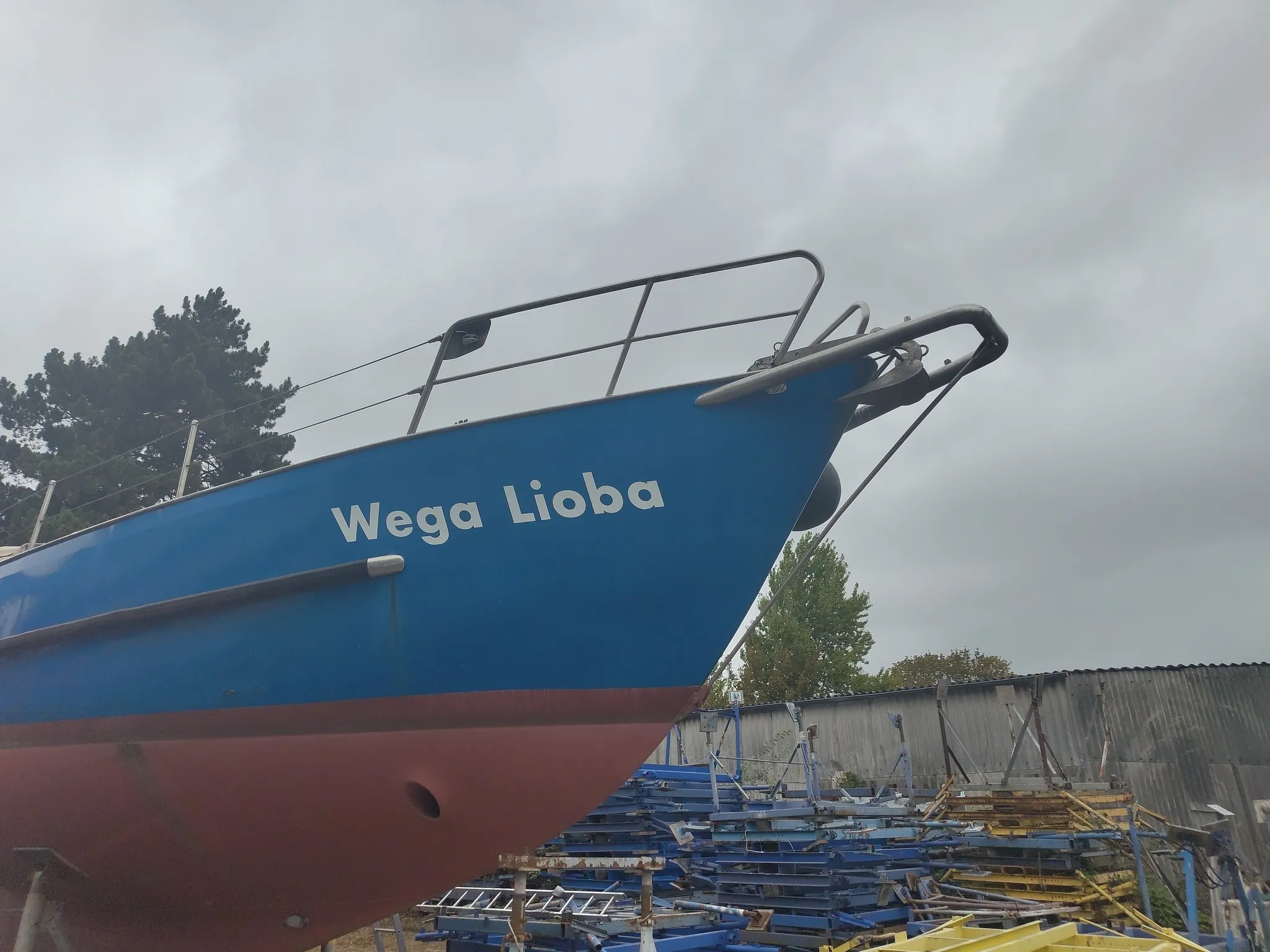 Der Bug des Schiffes. Der Name steht vorne drauf: Wega Lioba